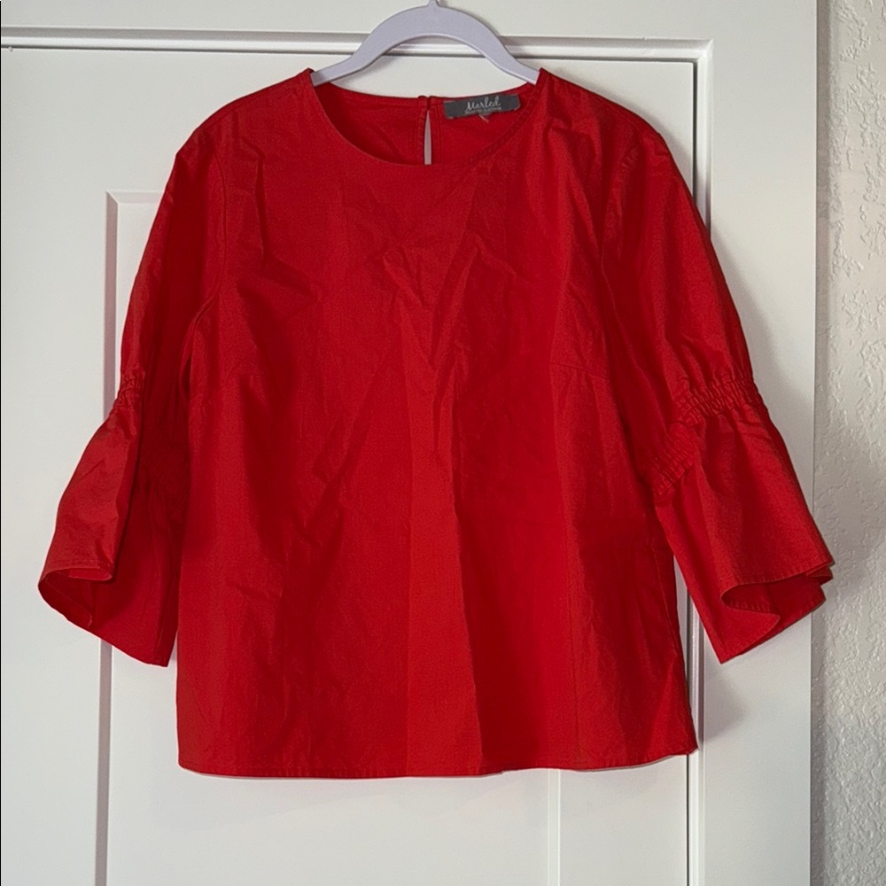 Marled Red Boxy Blouse